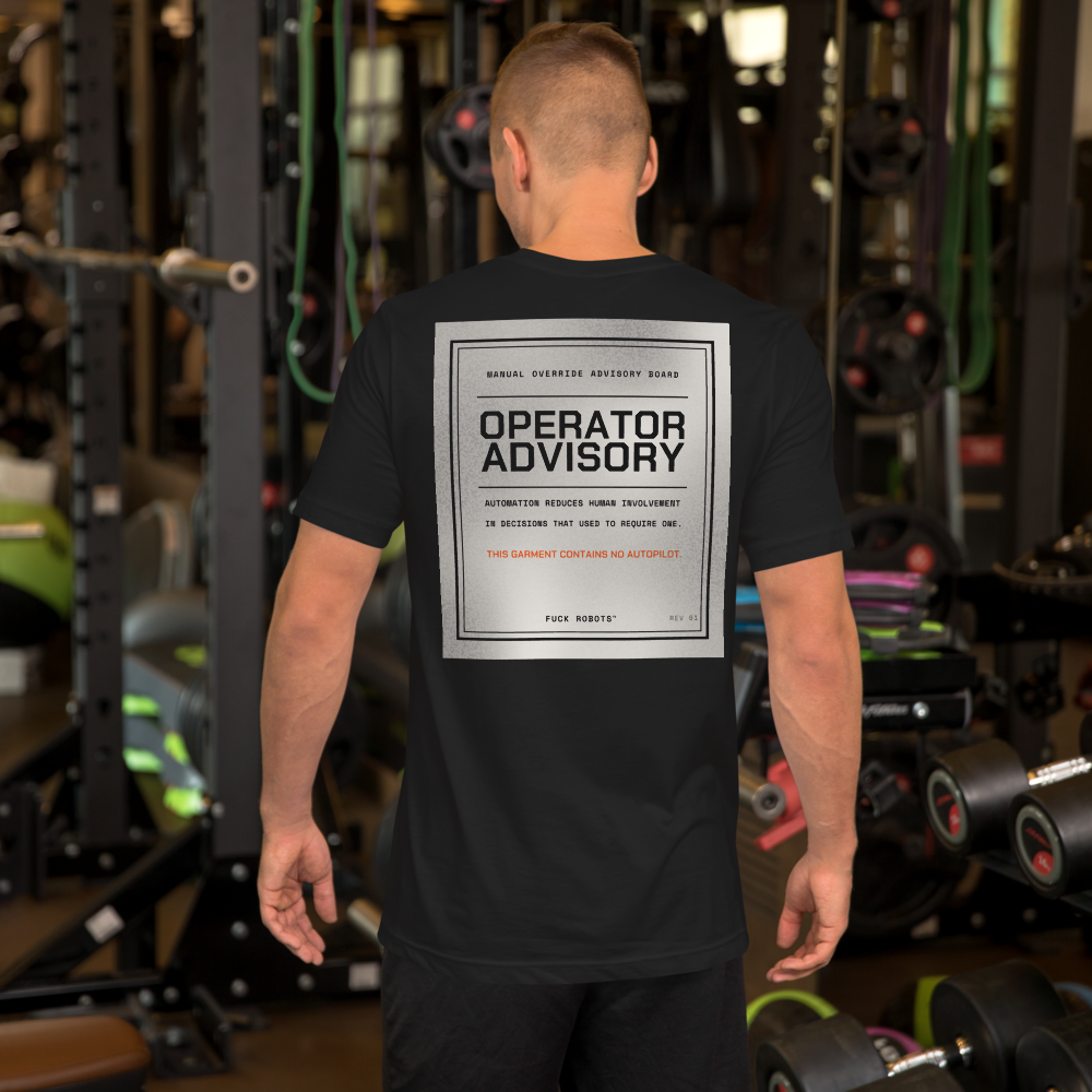 tee advisory — worn, back graphic in scene